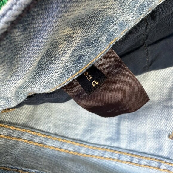 Express Stella Bootcut Jeans Size 4 Bleached Distressed Y2K Grunge Denim - Picture 5 of 14